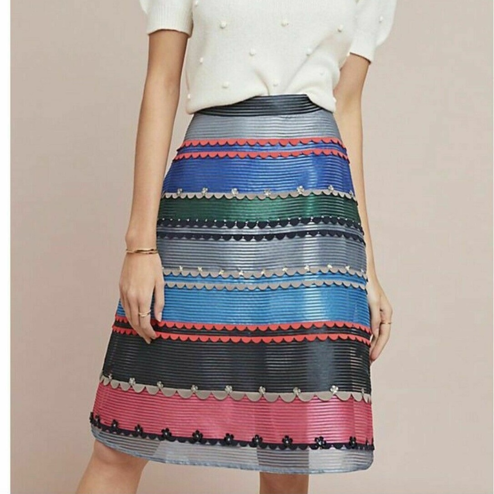 ANTHROPOLOGIE PANKAJ & NIDHI PLEATED PRISMA SKIRT
